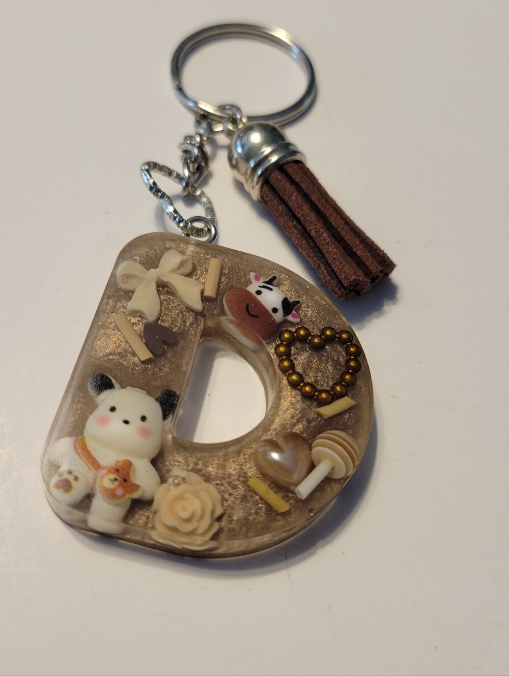 Small Pets Brown D-Shaped Decorative Keychain Charm